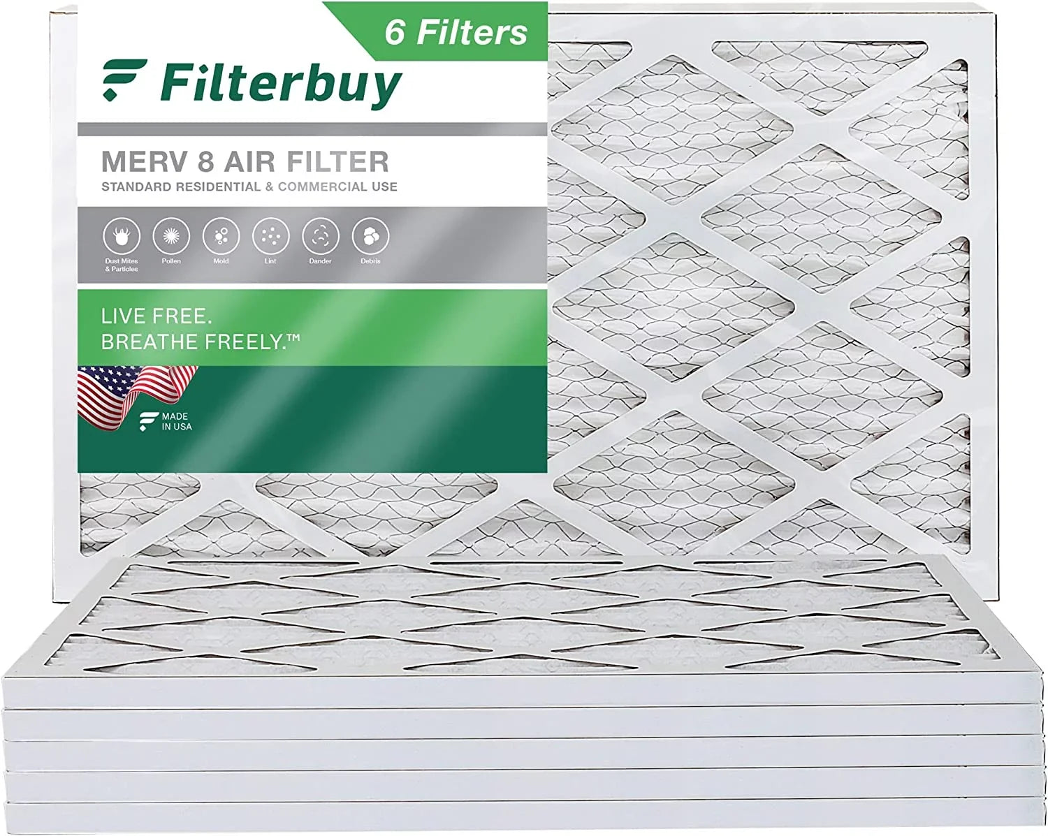 Filterbuy 12x36x1  8 Pleated   Furnace Air Filters (6-Pack)