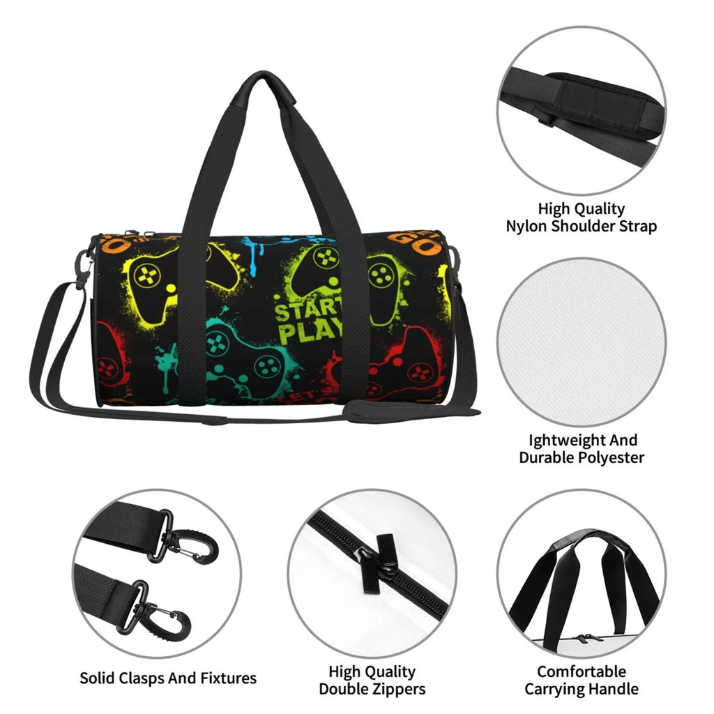 Coaee Play Game Start Large Capacity Travel Luggage Bag Cylinder Gym Bag Waterproof Sports Bag with Pocket and Compartment