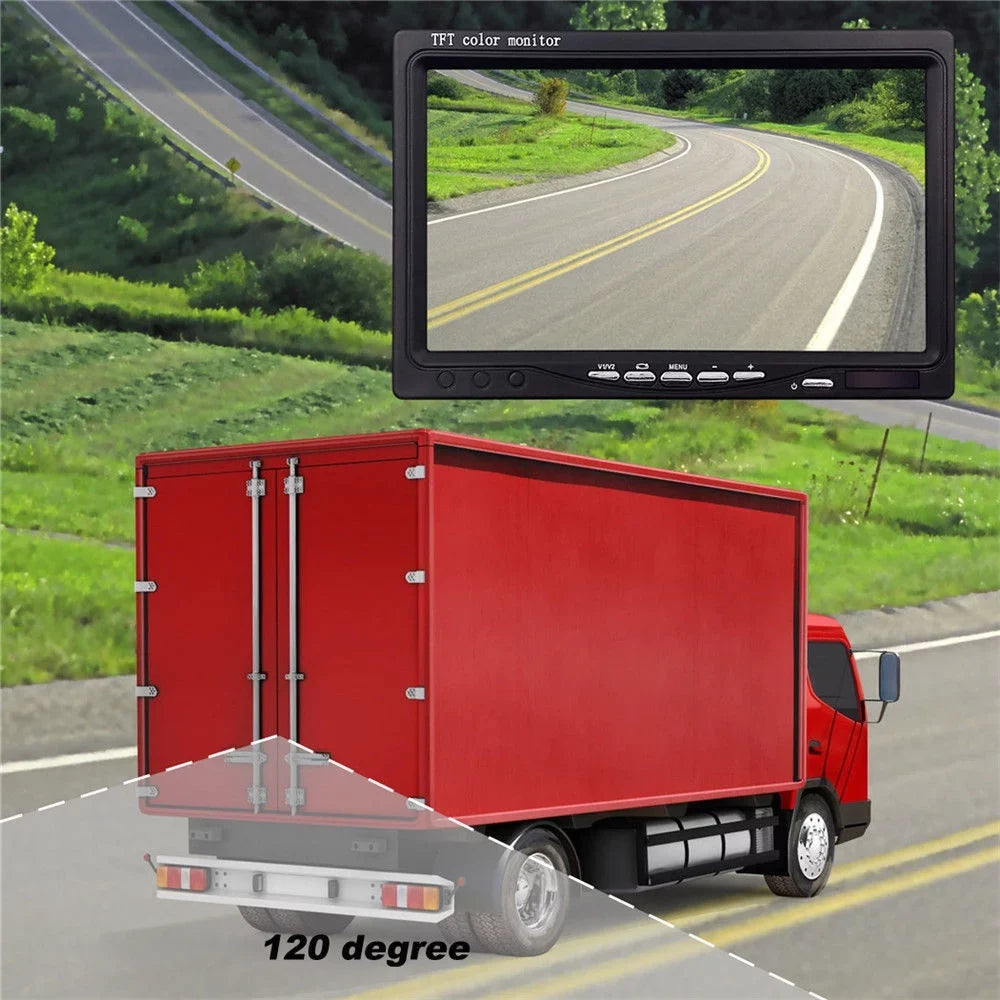 7" with Monitor Wireless Dual Backup Cameras Parking Assistance Night Vision Waterproof Rear View Camera for  Truck Trailer Bus