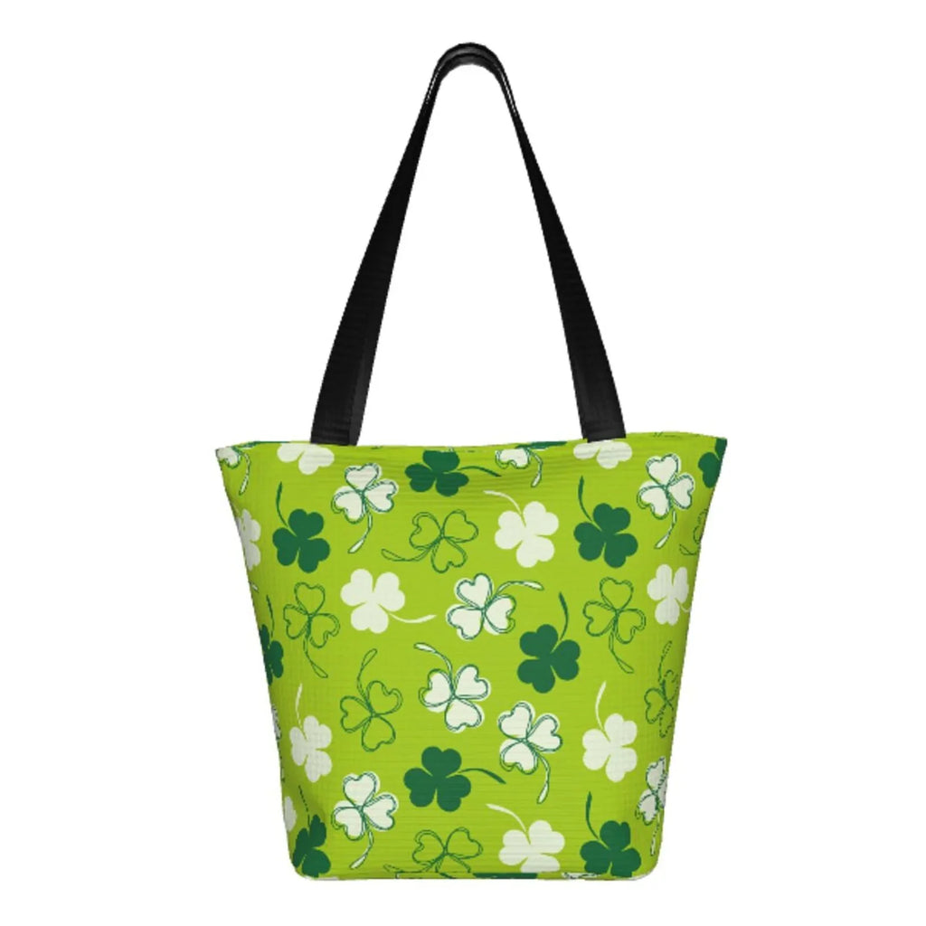Easygdp St Patrick's Day7 Stylish Canvas Handbag Shoulder Tote Bag, Shopping Bag with Zip, Suitable for Buying Groceries, Office, Fitness