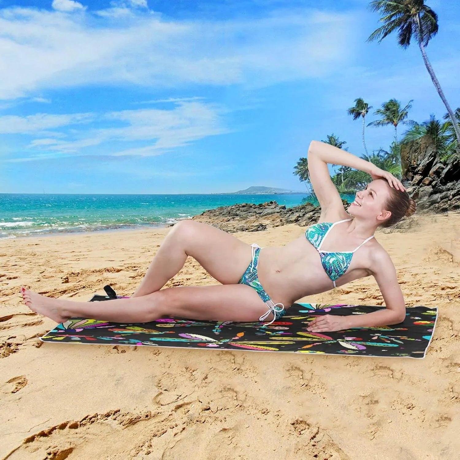 Bestwell Dragonfly Beach Towel - Super Absorbent Oversized Travel Towels - Lightweight Compact Quick Dry Towel for Swimming Camping Holiday（386）