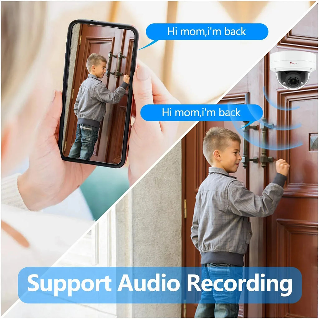 8MP  Camera 4X Zoom Camera Support Human Vehicle Detection 30m  Distance Built in Mic .265