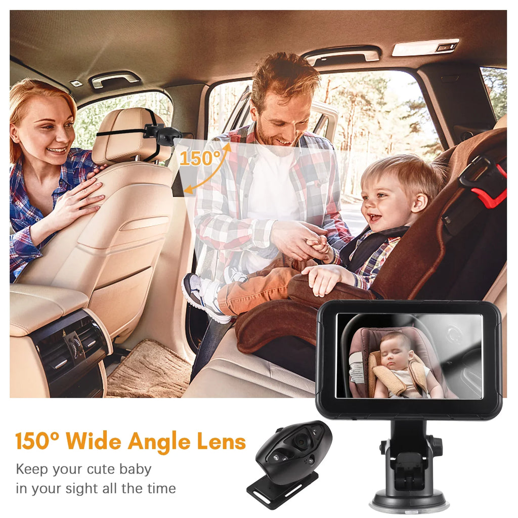 Dcenta Baby Car High Resolution Camera for Rear Facing Seat, 5 Inch Mirror Display, 150° Wide View, Night Vision-Invigilator