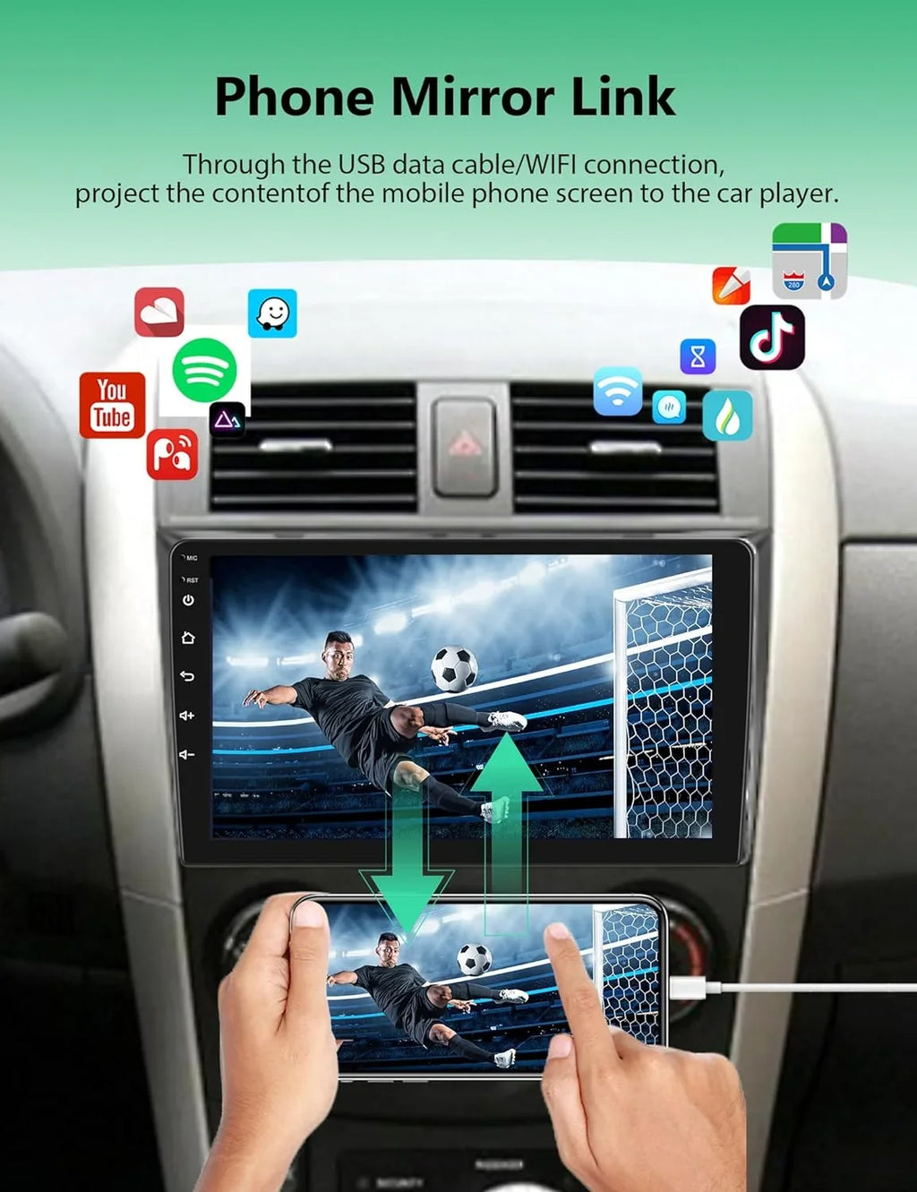 Android Car Stereo for Toyota Corolla 2009 2010 2011 2012 2013 with Wireless Carplay Android Auto,  9” Touch Screen 2G+32G Car Radio with Backup Camera, Navigation,Bluetooth,,WiFi,/