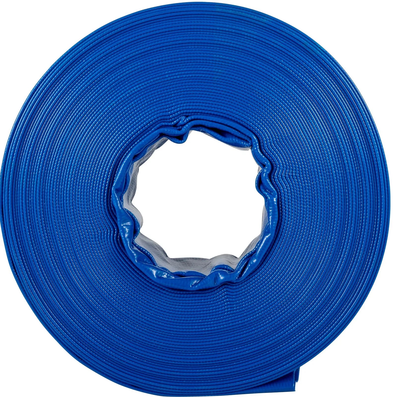 Discharge Hose, 1-12" x 105',  Fabric Lay Flat Hose, Heavy Duty Backwash Drain Hose with Clamps, Weather-proof & Burst-proof, Ideal for Swimming Pool & Water Transfer, Blue