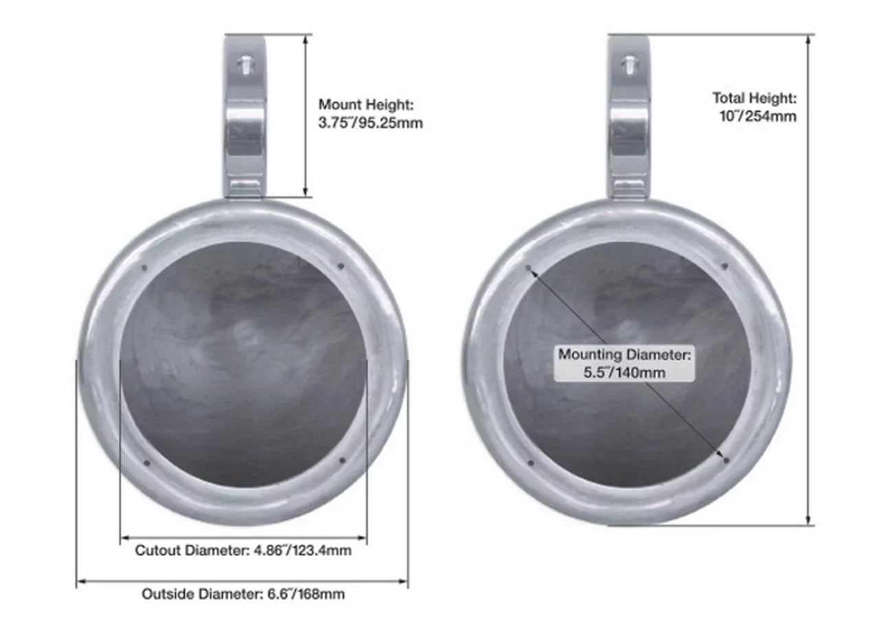 2) Rockville  5.25" 360° Swivel White Aluminum Surface Mount Speaker Pods
