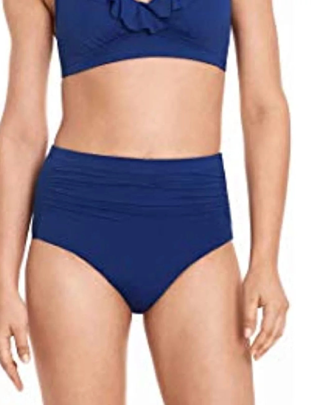 Ralph Lauren Women's Beach Club Solid High Waisted Bottoms Blue Size 2