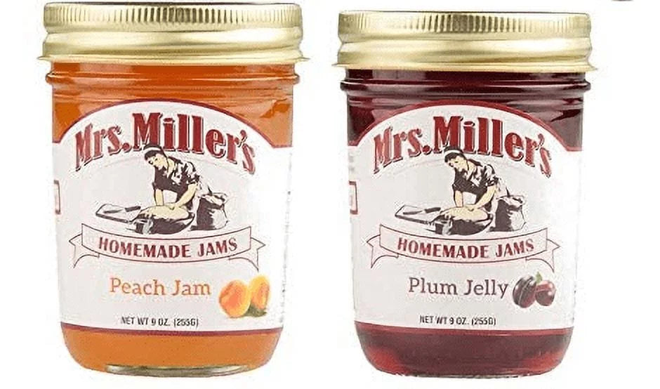 Mrs. Miller's Homemade Peach Jam and Plum Jelly Variety 2-Pack, 9 oz. Jars