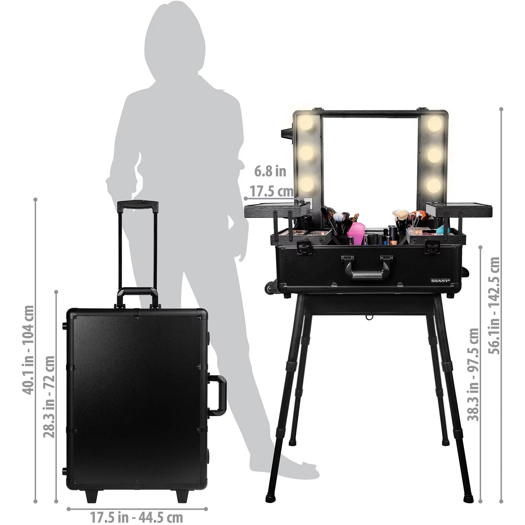 Studio ToGo Wheeled Trolley Makeup Case & Organizer with Light -
