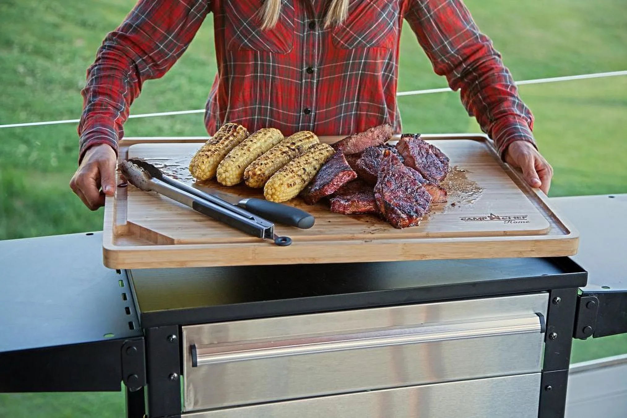 Camp Chef 26 Bamboo Cutting Board - , Channel Perimeter 18" x 26" Surface
