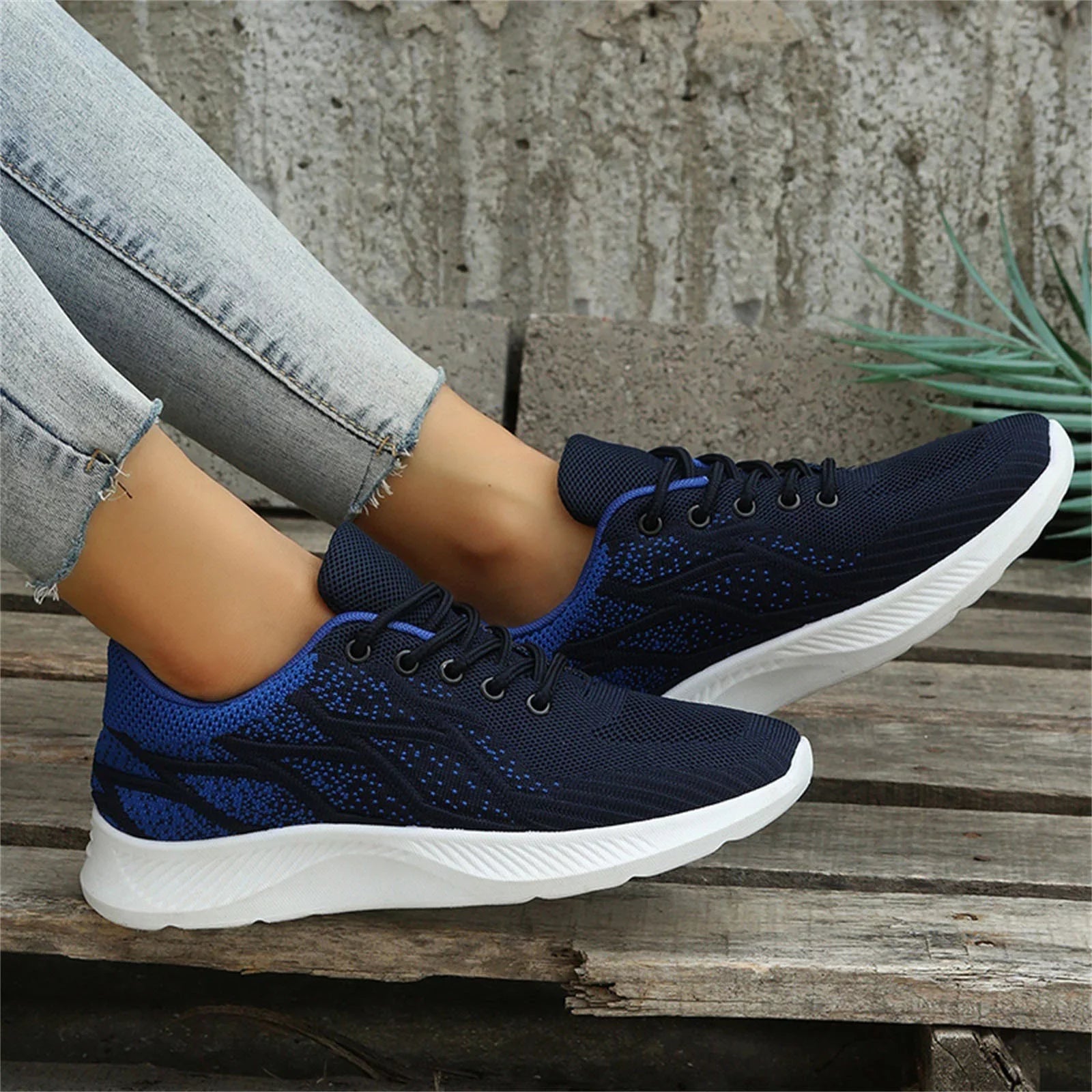 AdBFJAF Women Sneakers Size 11 1/2 Fashion Summer and Autumn Women Sneakers Shoes Mesh Breathable and Comfortable Lace Up Cross Pattern Colorblock