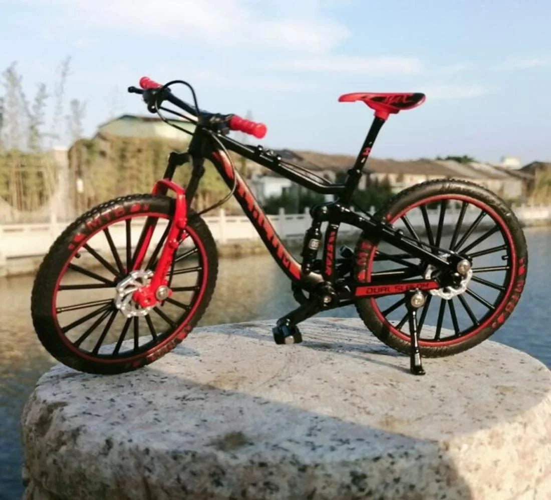 ! Alloy Mini Downhill Mountain Bike Toy, Die-cast  Finger Bike Model for Collections (Black/Red)