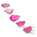 Pink Botswana Agate Gemstone Handmade Ethnic Gifted Bracelet Jewelry 7-8"  212