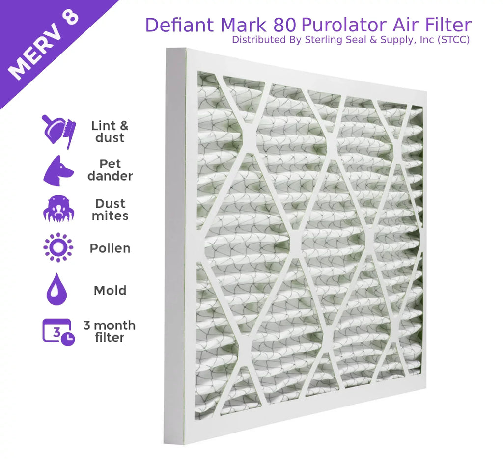 14x14x1, Purolator  Extended Surface Pleated Air Filter, Mechanical  8, (6 Pack)