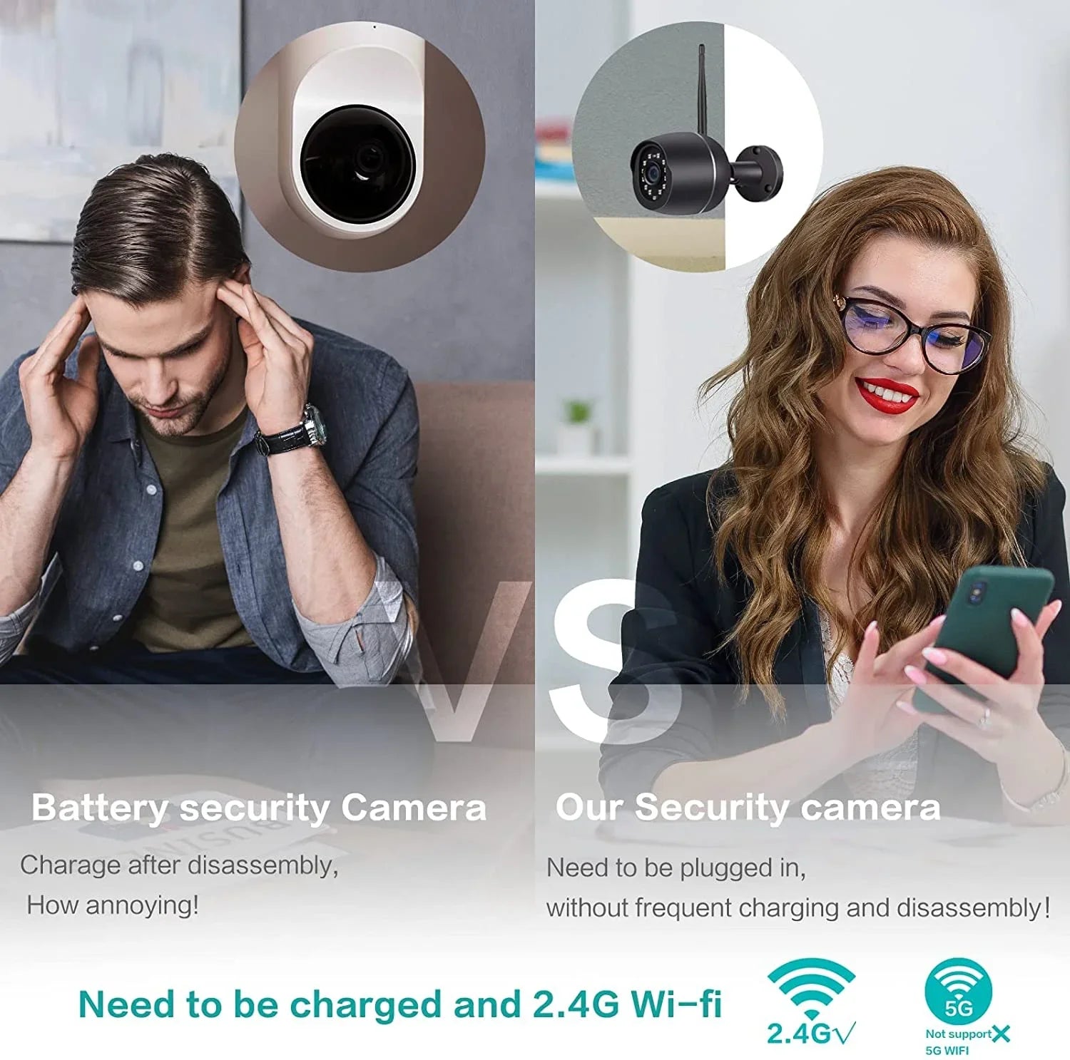 Security Cameras, 2 Pack 1080P WiFi Full Metal Case Cameras for Home Security Outdoor Waterproof Bullet Camera Two-Way Audio, Motion Detection Alert,  Card Cloud, Compatible with Alexa
