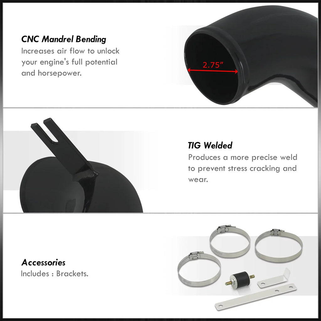 Distributors Cold Air Intake   Induction System Black Aluminum Piping + Filter Compatible/Replacement For Mitsubishi Lancer    2.0L l4 Manual Trans / 2002 2003 2004 2005 02 03 04 05