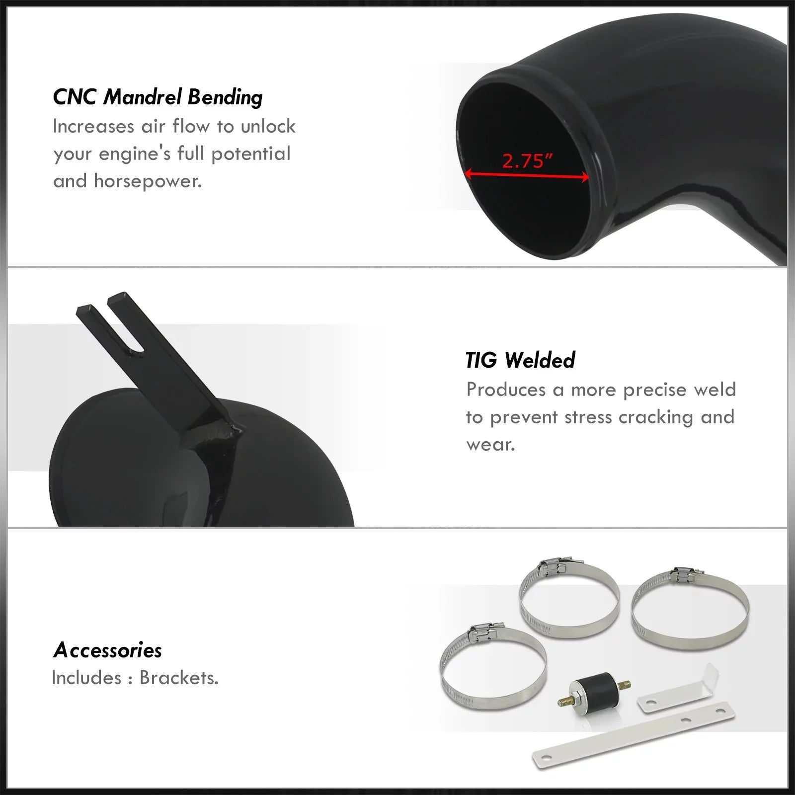 Distributors Cold Air Intake   Induction System Black Aluminum Piping + Filter Compatible/Replacement For Mitsubishi Lancer    2.0L l4 Manual Trans / 2002 2003 2004 2005 02 03 04 05