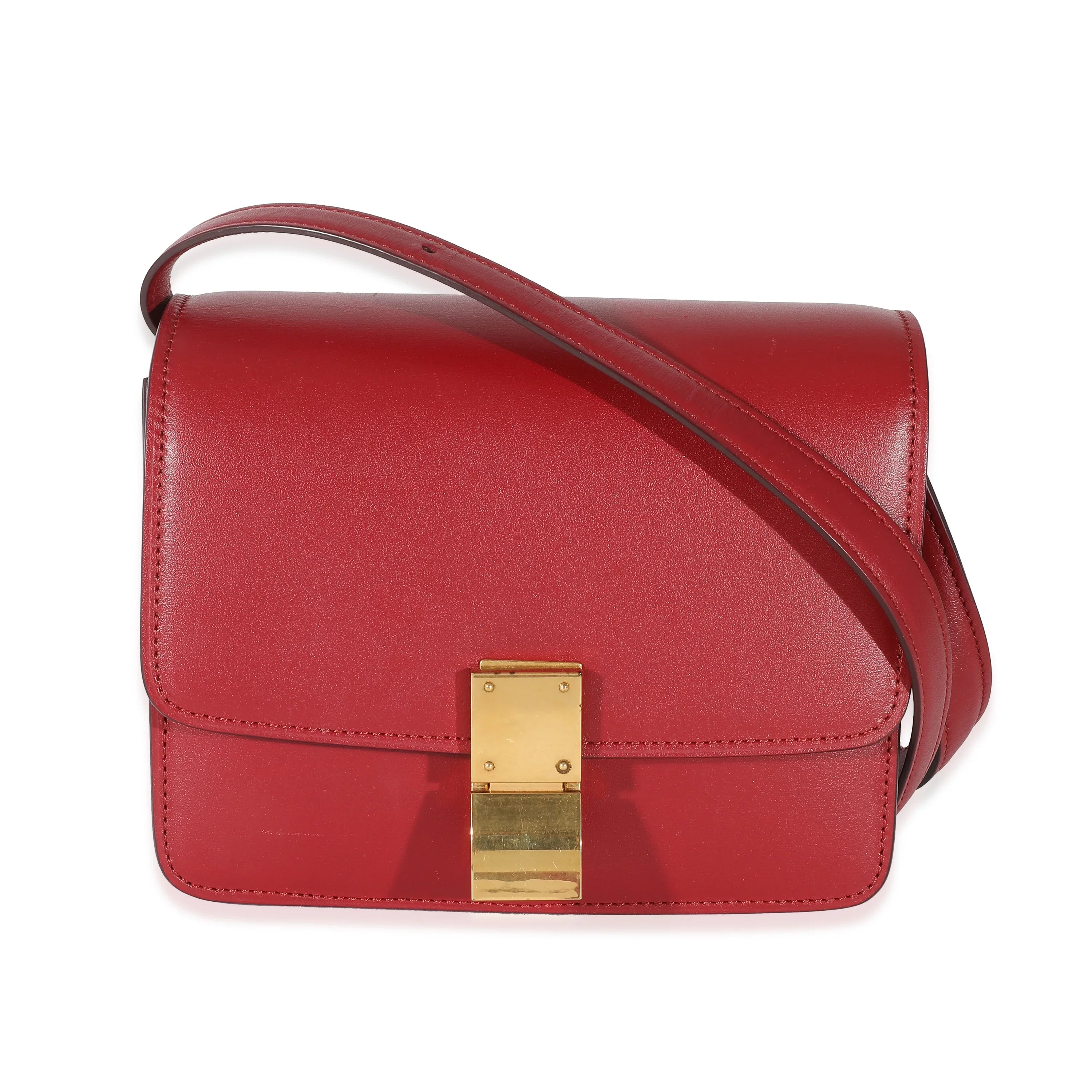 Celine Red Smooth Calfskin Small Classic Box Bag Pre-Owned
