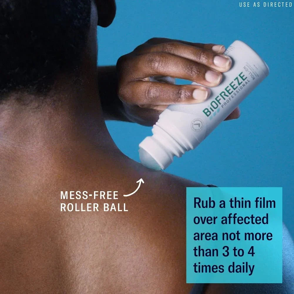 Biofreeze Professional Roll-On Gel 3  , Green Topical For Muscles And Joints From Arthritis, Backache, Strains, Bruises, & Sprains (Package May Vary)
