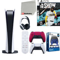 Sony Playstation 5 Digital Version (Sony  Digital) with Cosmic Red Extra Controller, Headset, Media Remote,  The Show 21, Accessory Starter Kit and Microfiber Cleaning Cloth Bundle