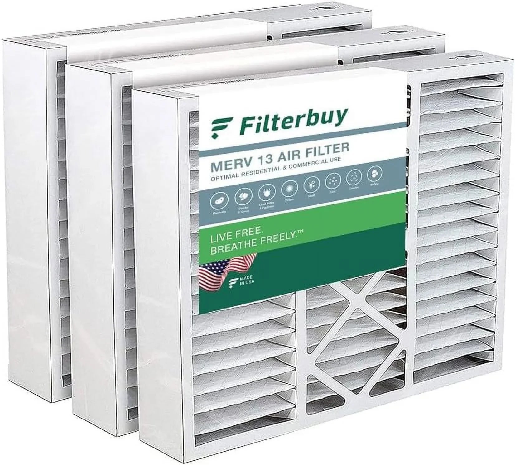 Filterbuy 20x22x5  13 Pleated   Furnace Air Filters for Amana, Goodman, and Nordyne (3-Pack)