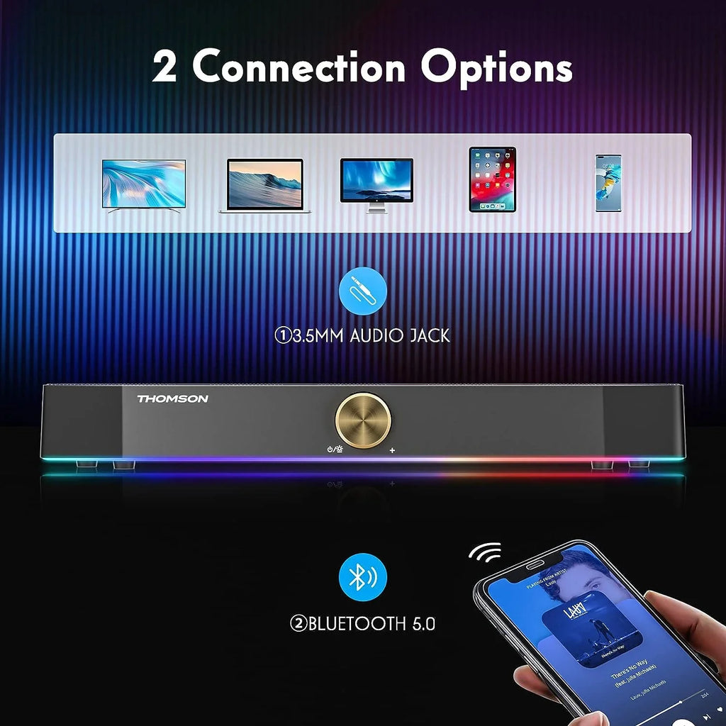 Thomson Computer Speakers, Bluetooth Computer SoundBar, Dyna   Speakers with 10W Stereo Sound, 3.5mm Aux-in
