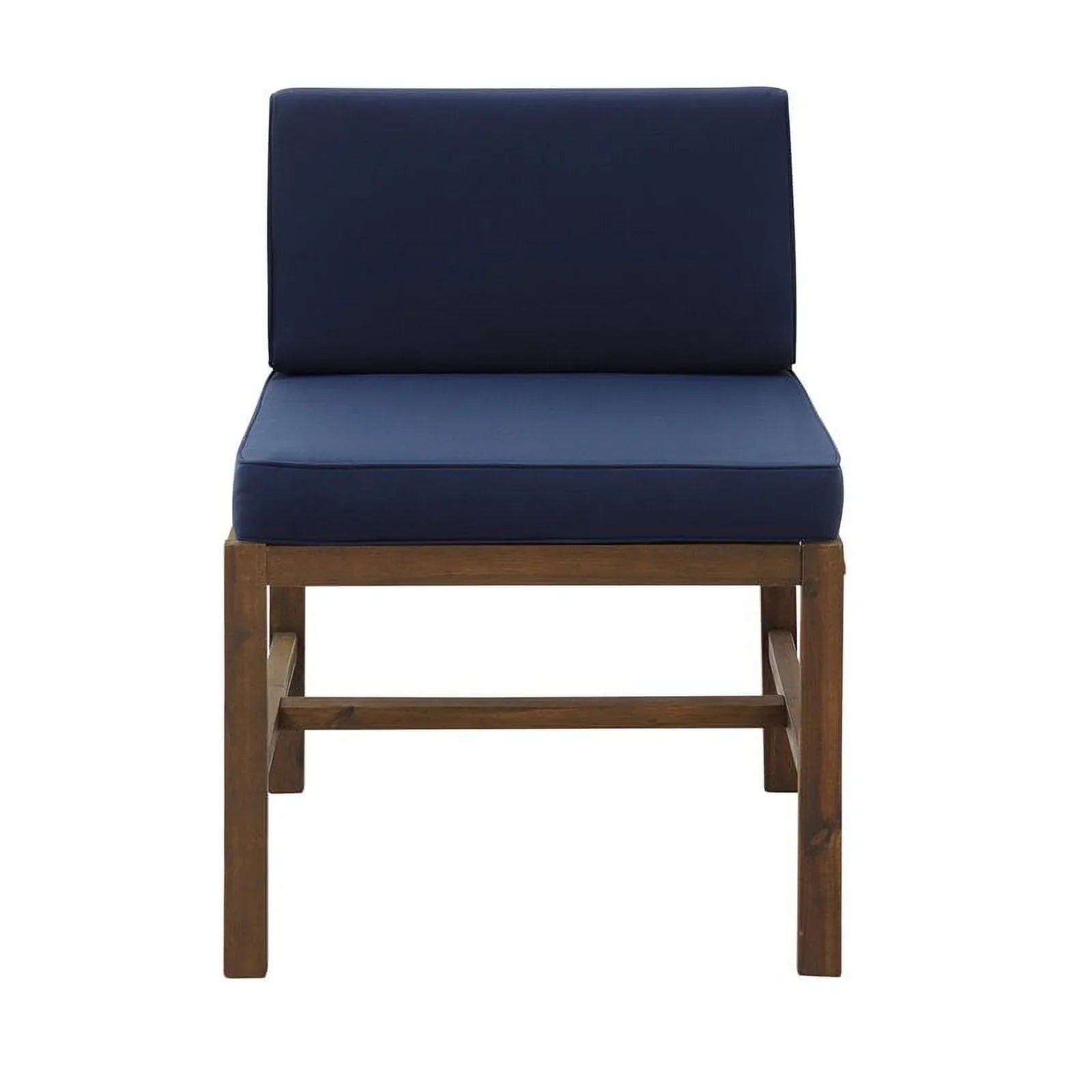 Walker Edison Modular Acacia Solid Wood Patio Side Chair - Dark Brown/Navy Blue
