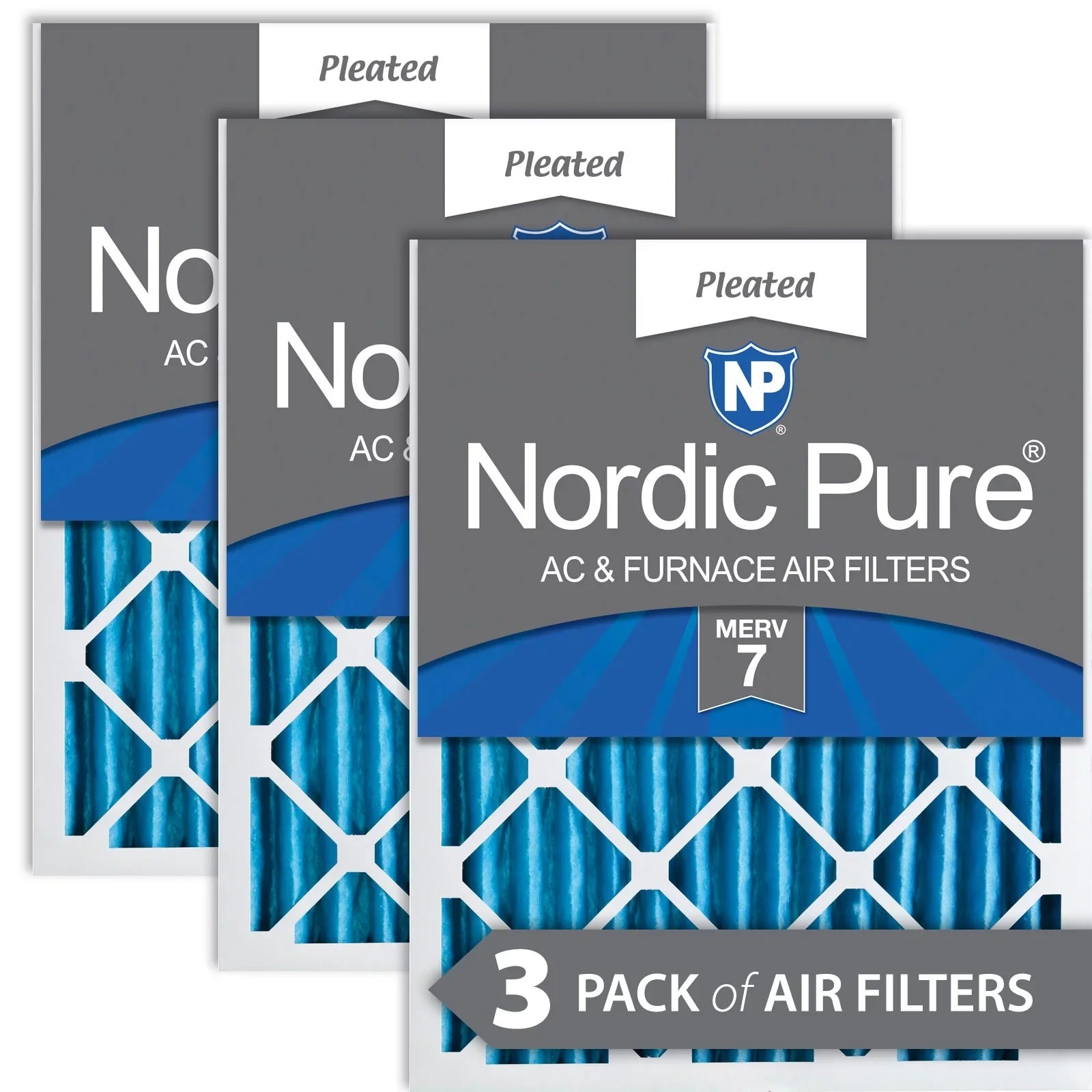 Nordic Pure 16x30x2 Pleated  7 Air Filters 3 Pack