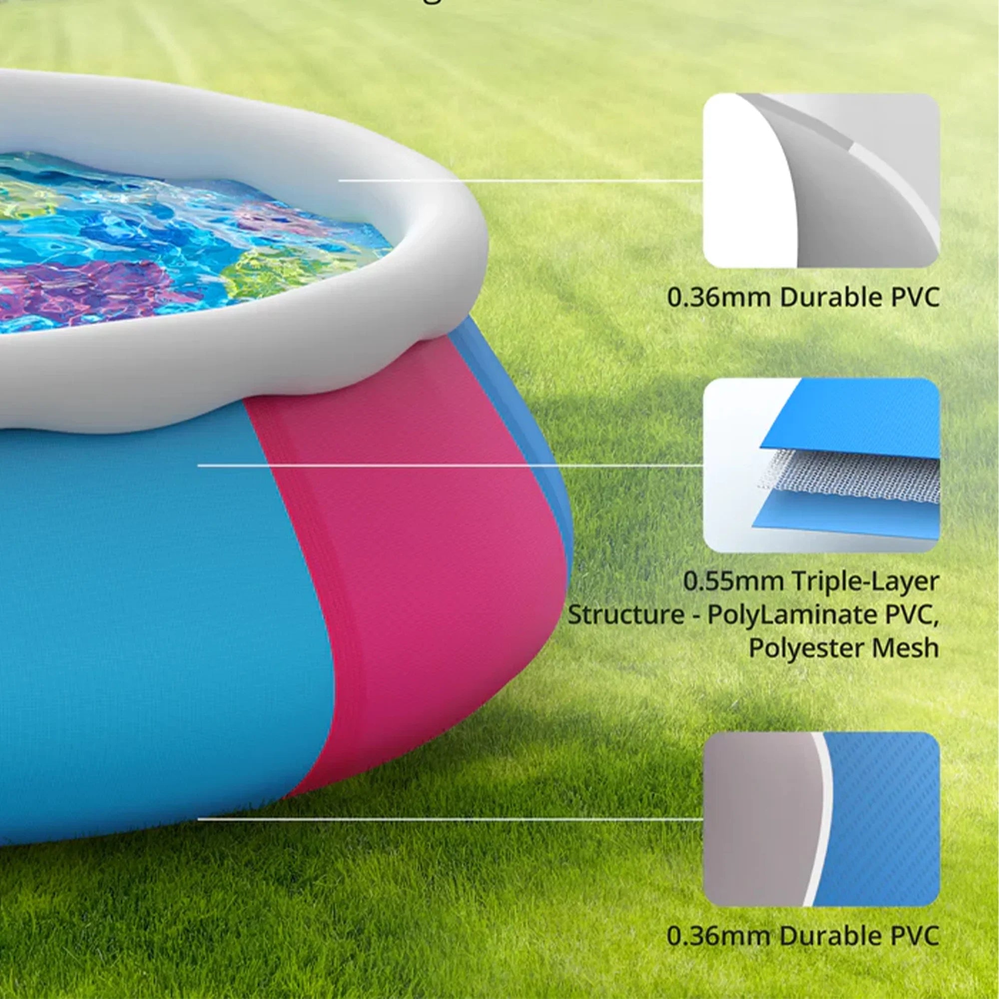 Inolait Inflatable Pool Full-Sized Family Lounge Pools Thicker abrasion tough material ,120" x 72" x 22"
