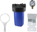 1 Pack 10"  Blue Whole House  System Filter Housing 1"  Brass Ports /Pressure Release, Pressure Gauge, Wrench  Bracket
