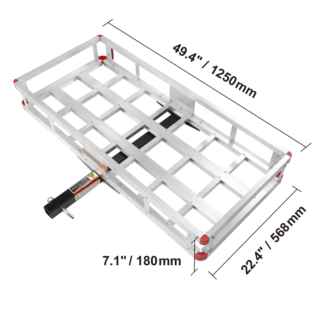 Hitch Mount Cargo Carrier 47 x 20 x 6 in 500lb Aluminum Corrosion-Resistant Fits 2" Receiver Cargo Basket for SUVs Sedans Vehicles