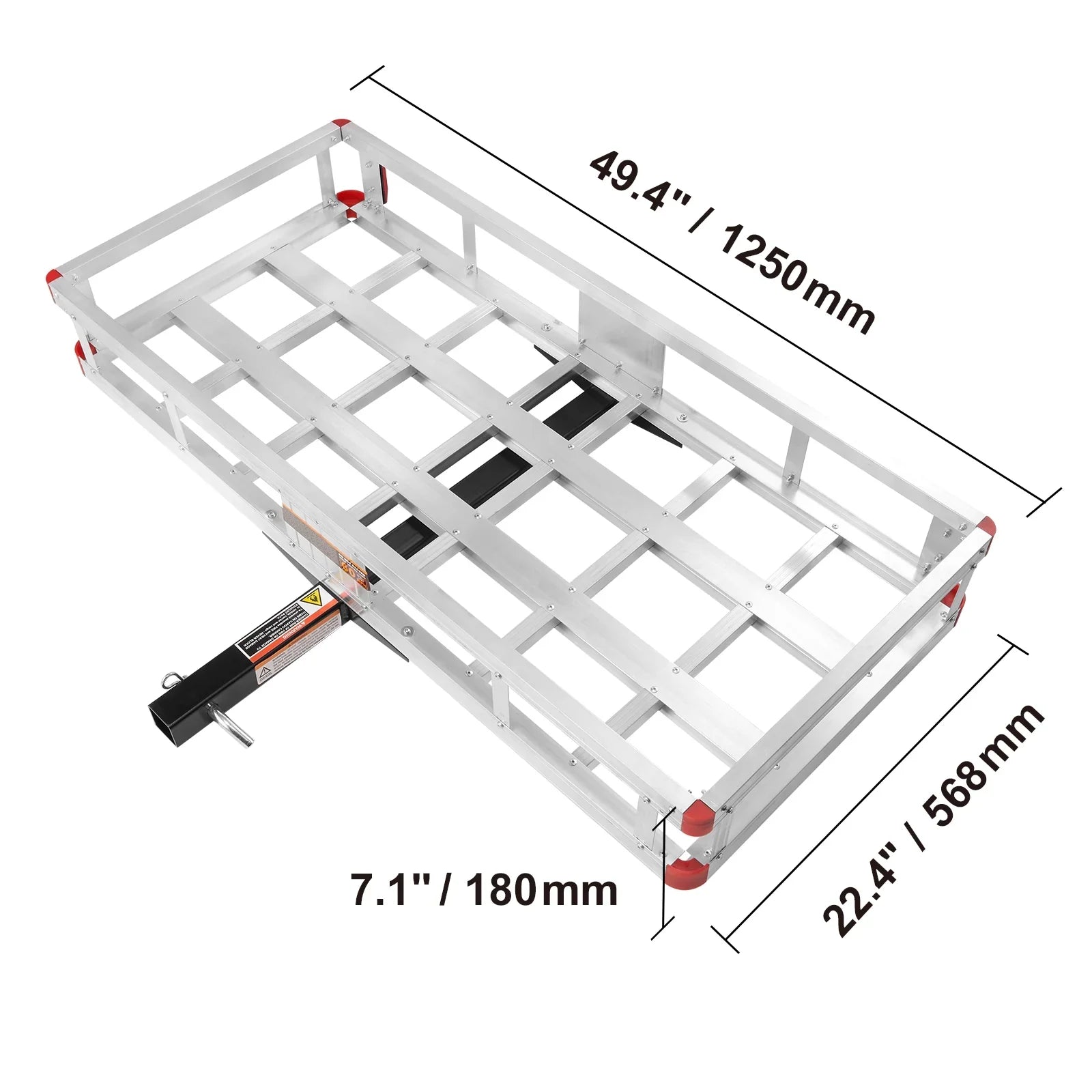 Hitch Mount Cargo Carrier 47 x 20 x 6 in 500lb Aluminum Corrosion-Resistant Fits 2" Receiver Cargo Basket for SUVs Sedans Vehicles