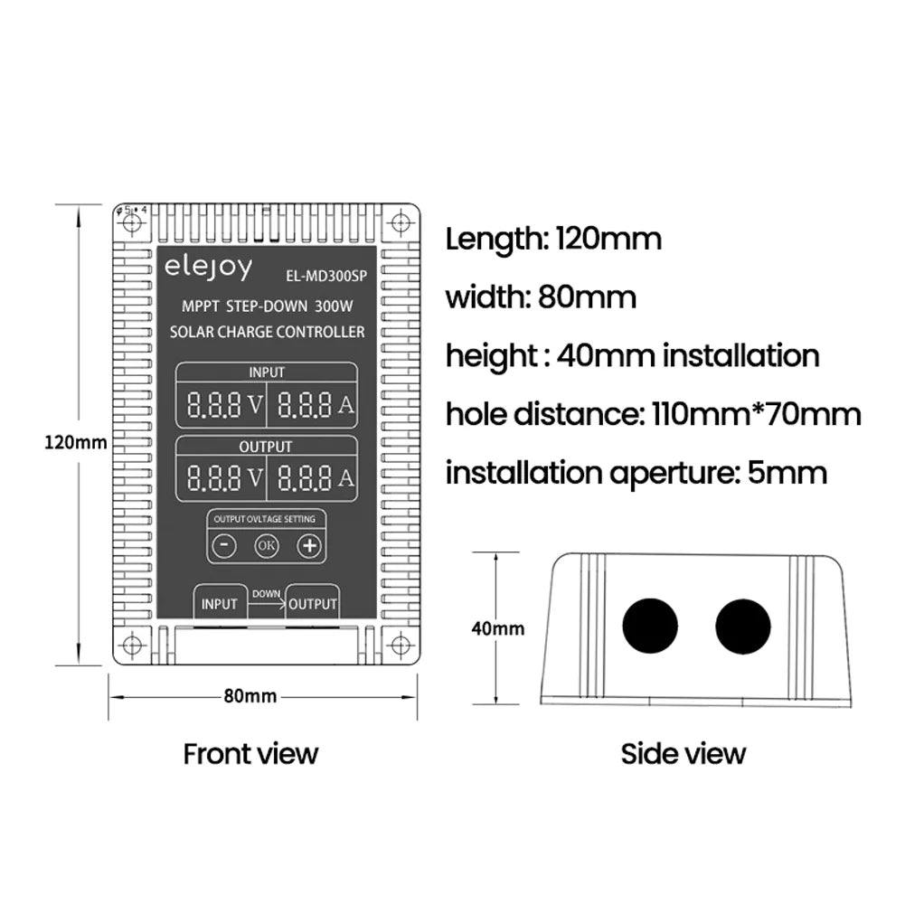 Walmeck 200W/300W/400W (Optional)  Step-down Real-time Tracking Solar Battery Recharging Controller  Display 10~30V Output Voltage Adjustable Dustproof Waterproof