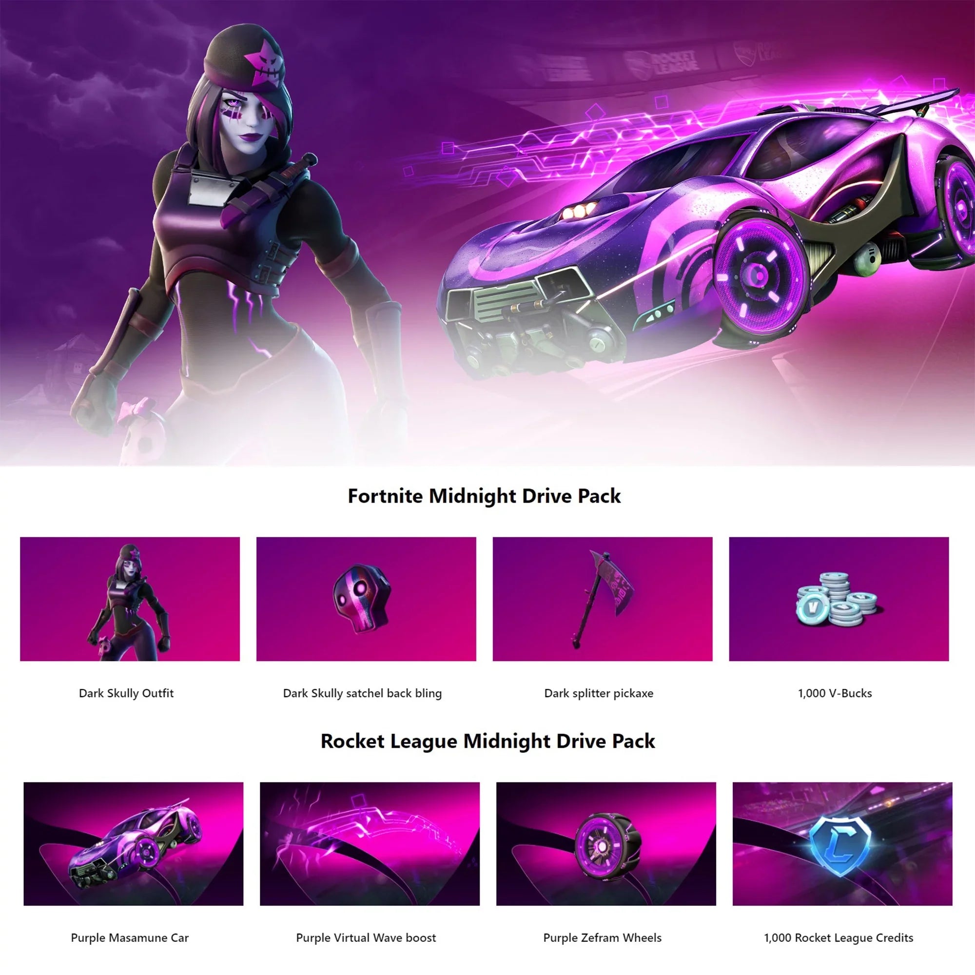 Microsoft Xbox Series  Fortnite & Rocket League Midnight Drive Pack Bundle with Overwatch 2 Waypoint Pack