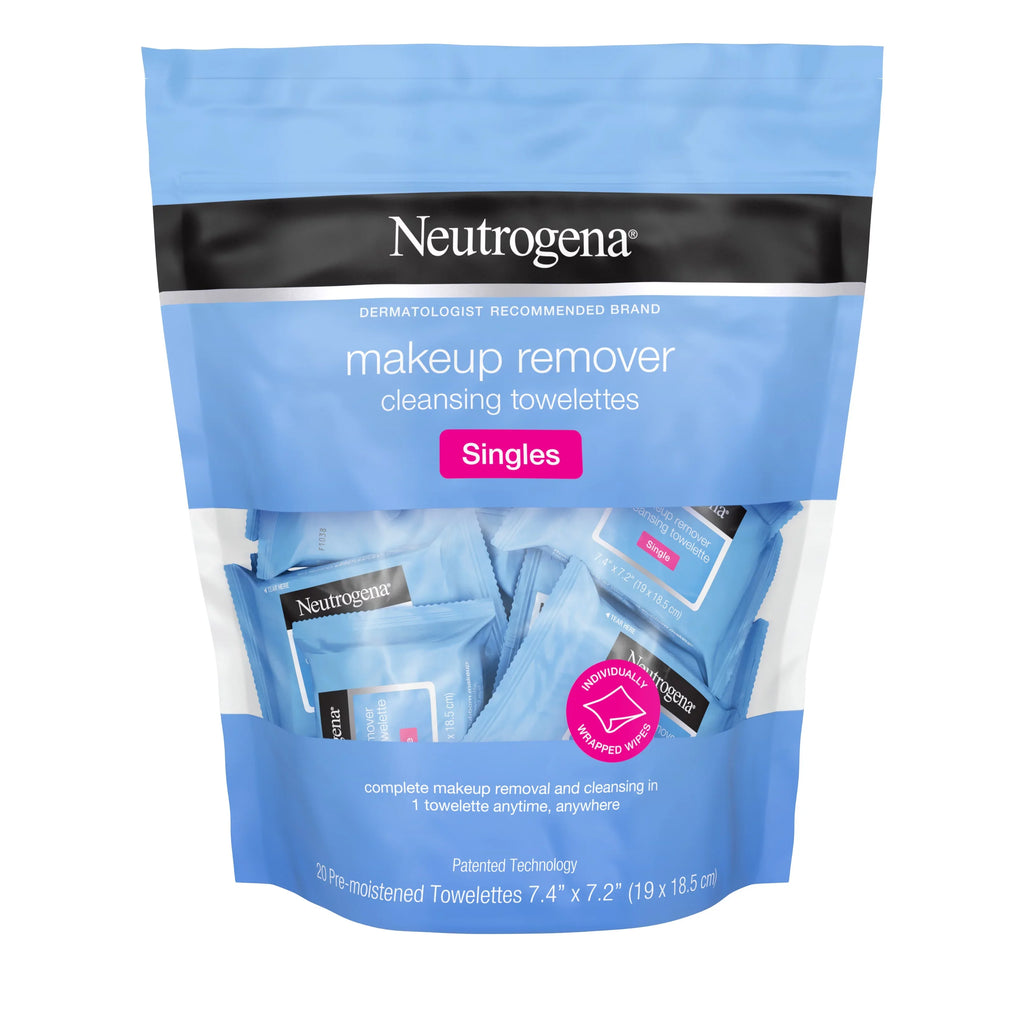 Neutrogena Makeup Remover Cleansing Towelette Singles, Daily Face Wipes to Remove Dirt, Oil, Makeup & Waterproo (Pack of 3)