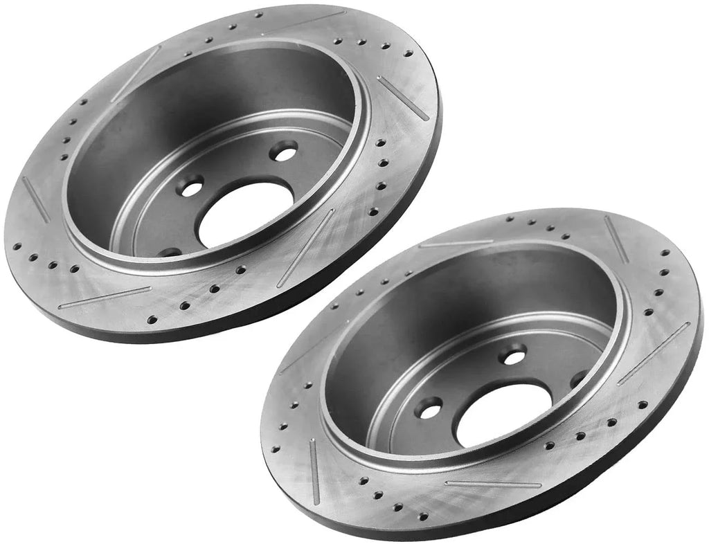 Afa Motors Rear Brake Rotors 262mm Drilled & Slotted Brake Rotor Compatible with Chrysler 200 Sebring, Dodge Avenger Caliber, Jeep Compass Patriot, Mitsubishi Lancer