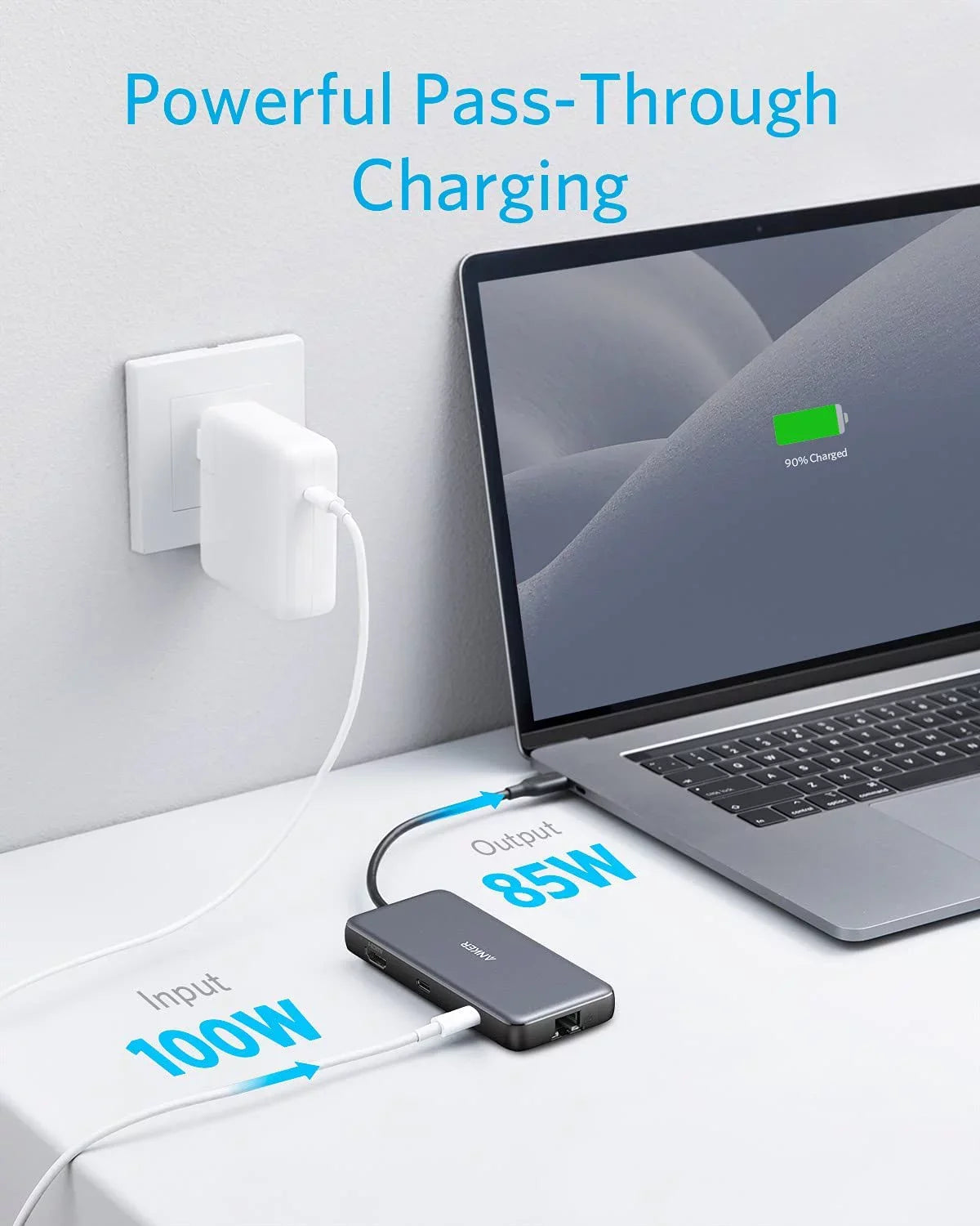 Anker 8-in-1   Hub Adapter with 100W Power Delivery,4K 60Hz ,Ethernet Port, Card Reader
