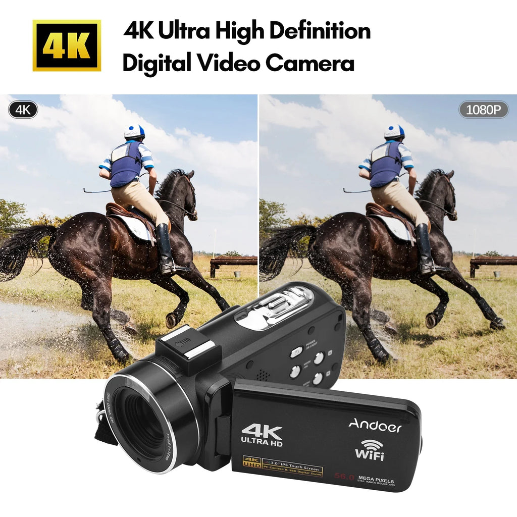 Andoer-2 Camcorder,4K Video Camera 3.0 Inch  -shake Ideal Outdoor 56MP 18X 3.0   Vision Batteries + Remote + Remote + Inch   Vision -shake 2pcs  56MP 18X Vision -shake Ideal