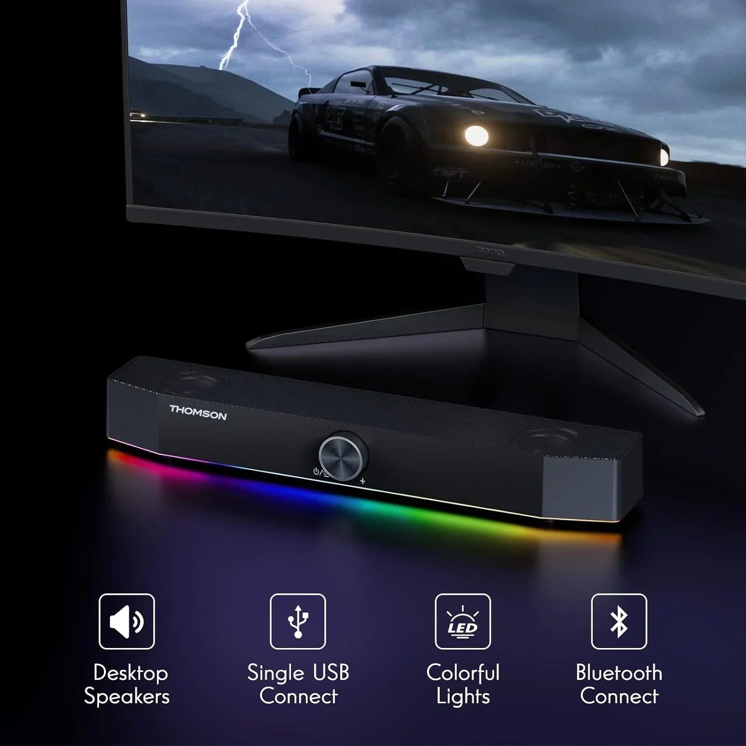 Thomson Computer Speakers, Bluetooth Computer SoundBar, Dyna   Speakers with 10W Stereo Sound, 3.5mm Aux-in
