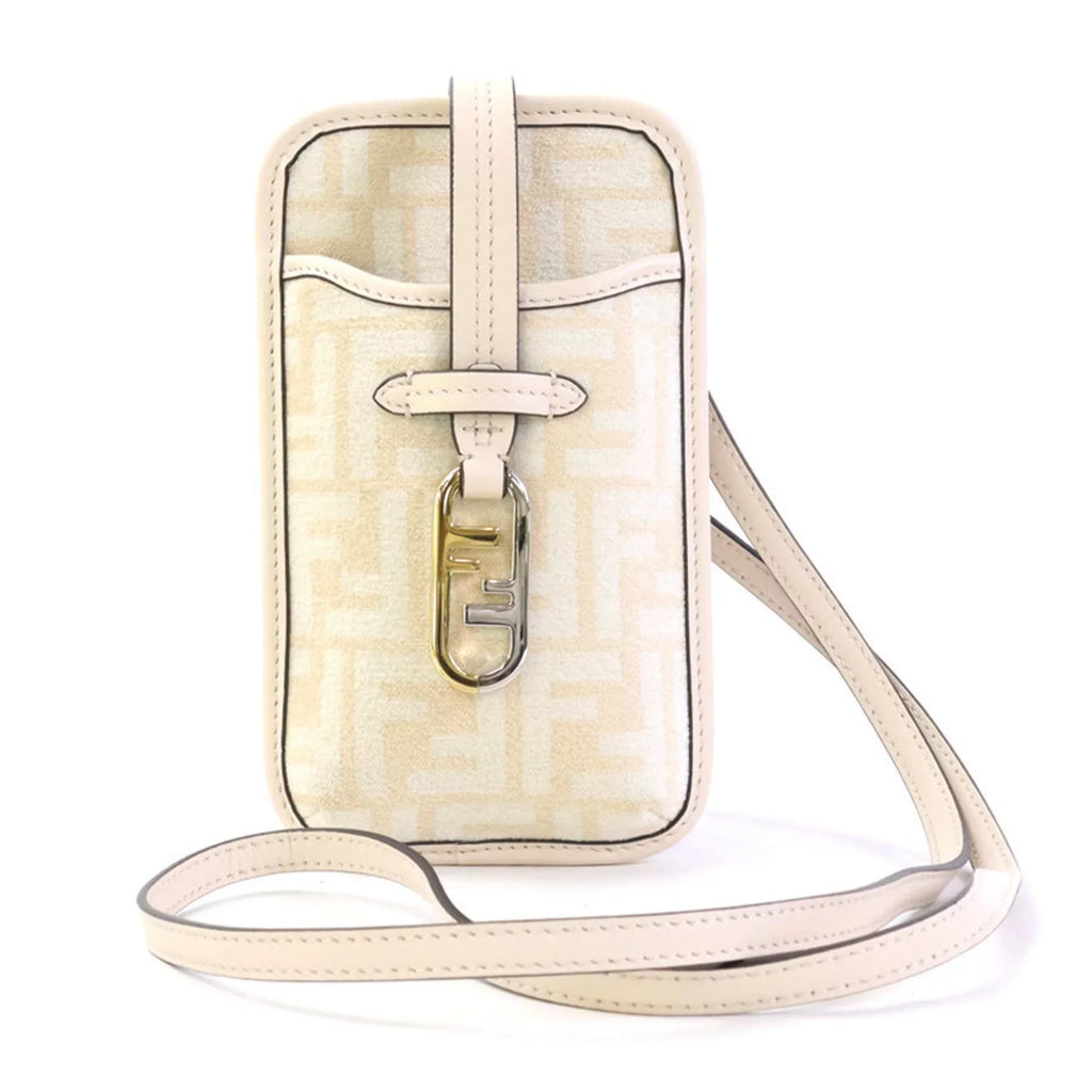 Pre-Owned Fendi  Pouch Phone Orlock Leather/Viscose Pink Beige Women's 7AS131  (Good)