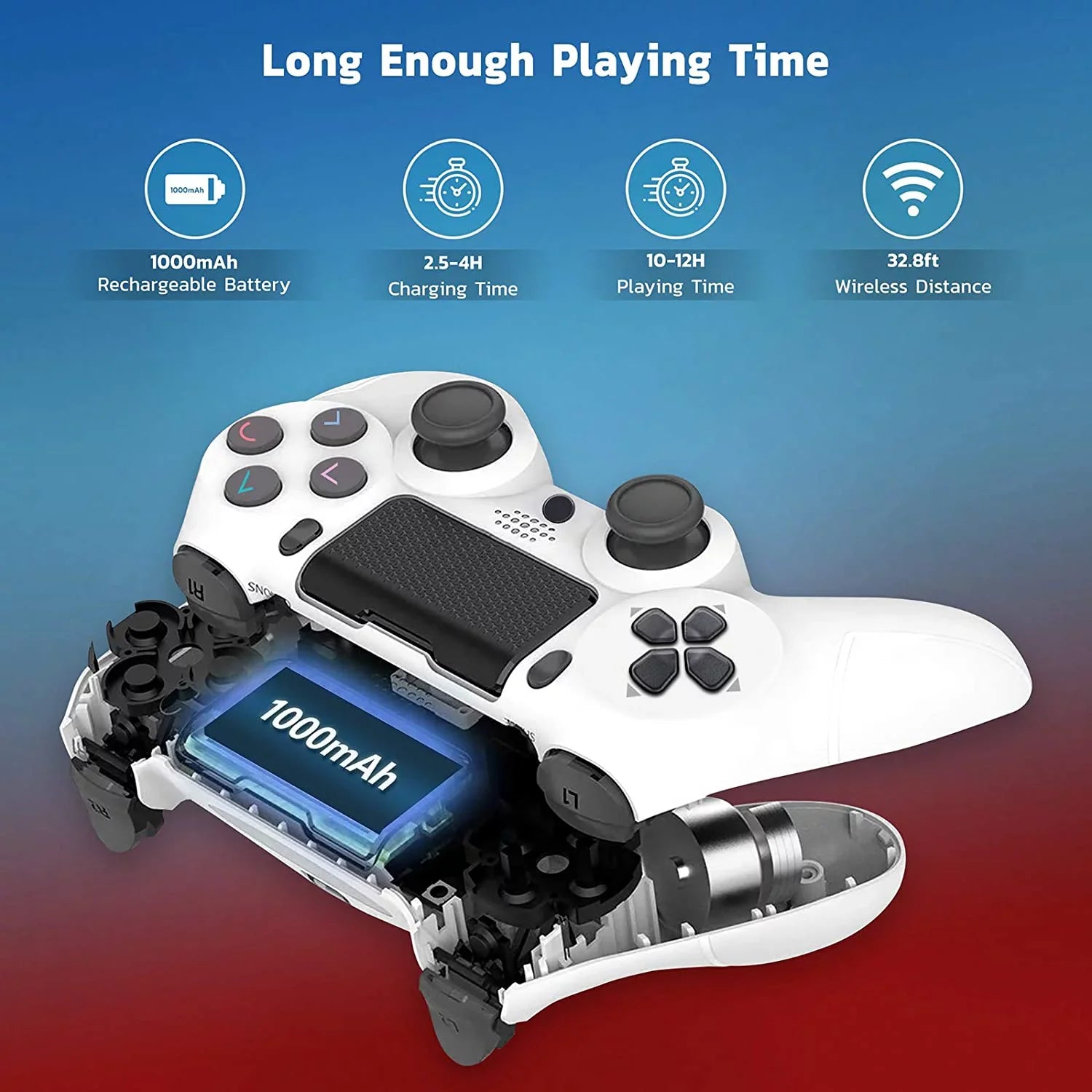 Wireless GamePad Compatible with Samsung Galaxy  Ultra 5G Controller Plus 1,000 Battery/Built-In Speaker/Gyro/Remote BlueTooth Slim (White)