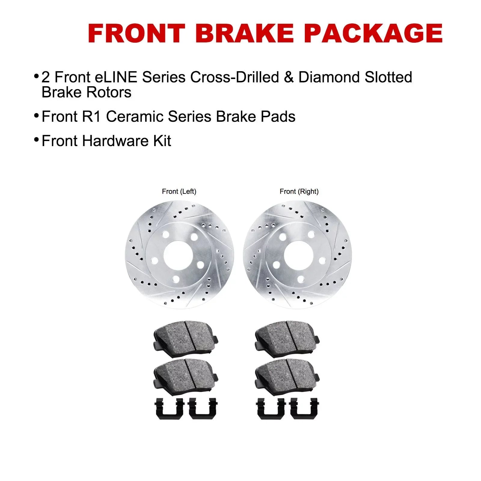 Concepts Front Brakes and Rotors Kit |Front Brake Pads| Brake Rotors and Pads| Ceramic Brake Pads and Rotors |Hardware Kit -45032