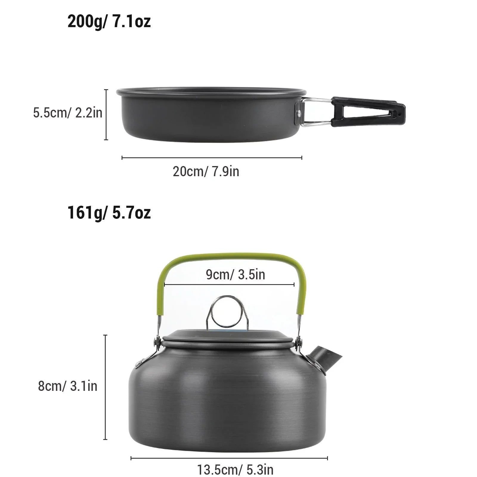 Anself Camping Cookware Mess Kit Non Stick Pot and Pan Set with Kettle for Cooking and Backpacking