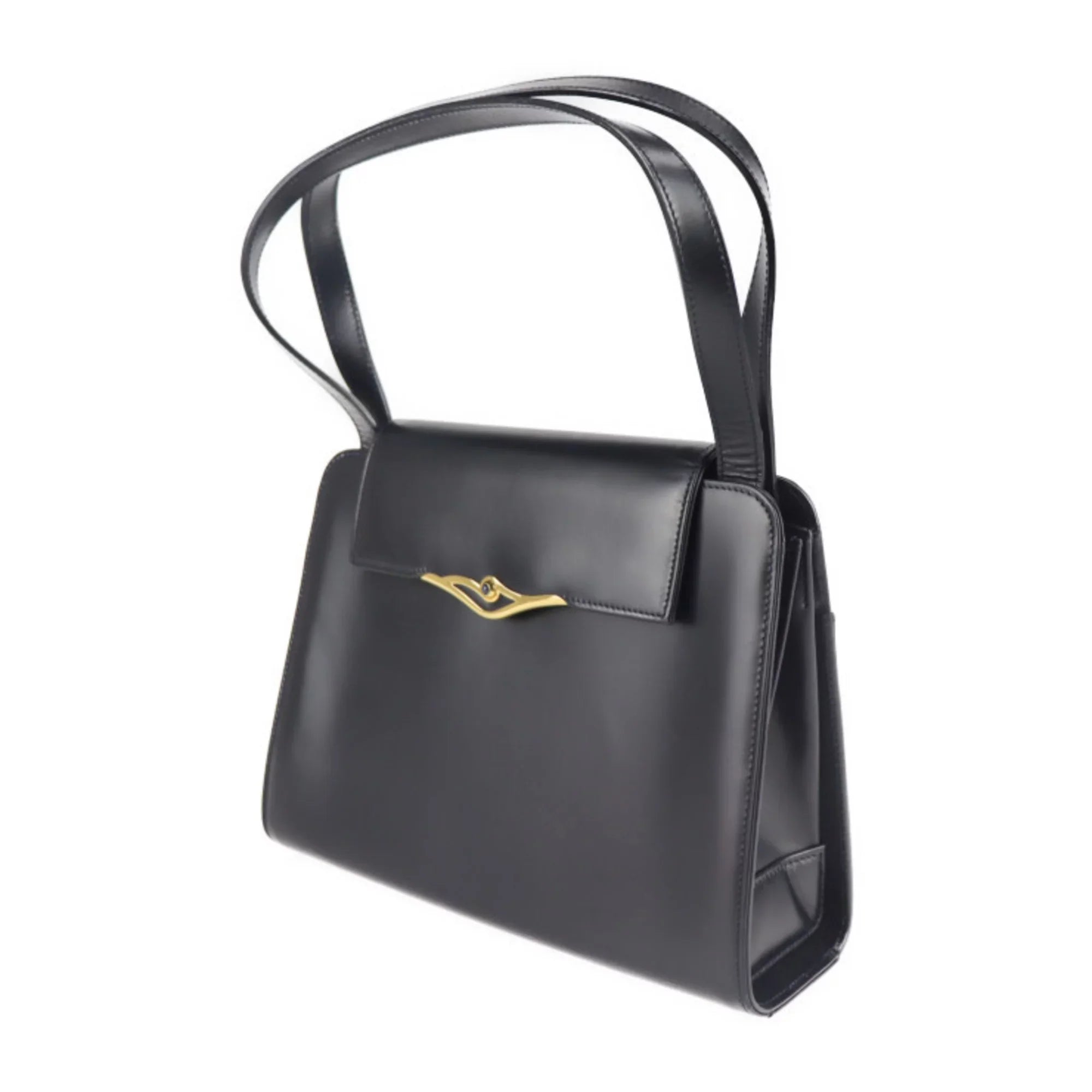 Pre-Owned  Cartier sapphire line handbag calf dark navy mini bag (Good)
