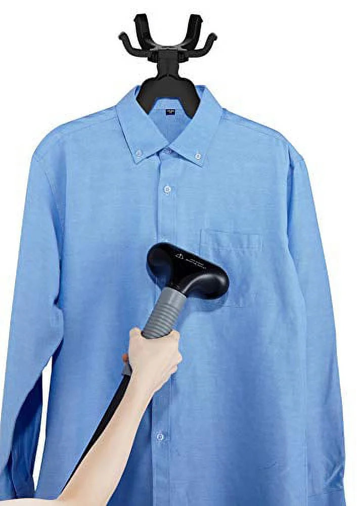 '- 1500W Standing Full-Size Garment Steamer with 360 Swivel Multi-Hook Hanger and 4 Steam Settings, Black