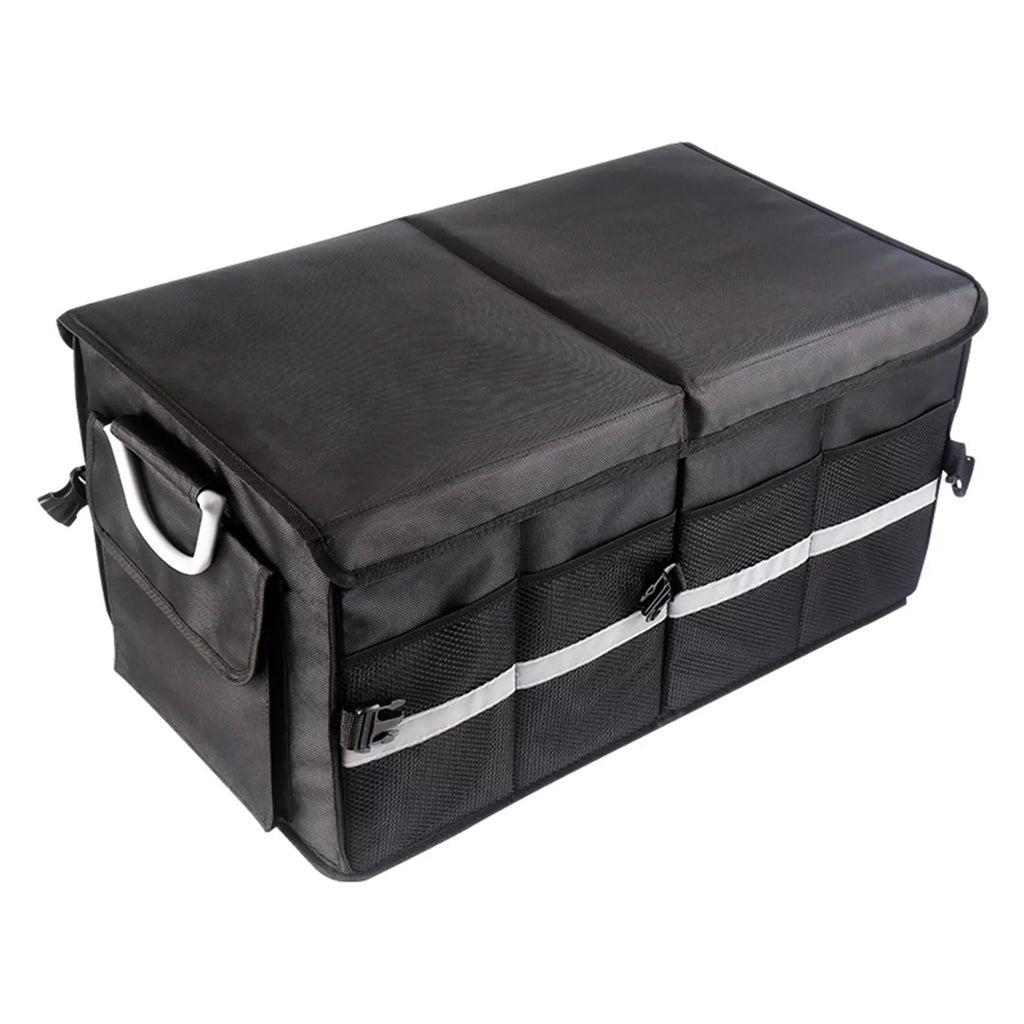 Apexeon Car Trunk Organizer, 55L Capacity, Reflective Strip, Oxford Cloth Folding Storage Box, Automotive Cargo Solution