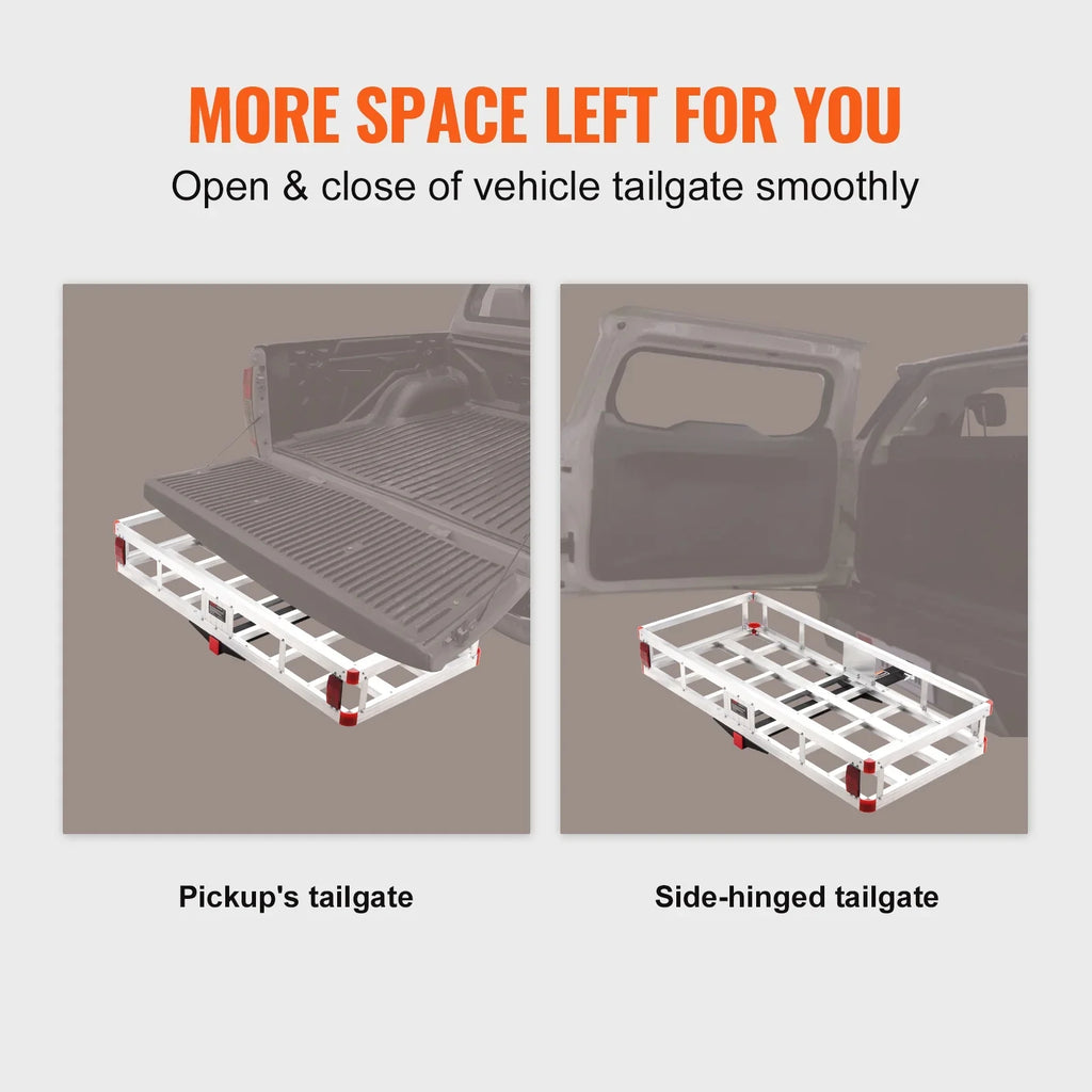 Hitch Mount Cargo Carrier 47 x 20 x 6 in 500lb Aluminum Corrosion-Resistant Fits 2" Receiver Cargo Basket for SUVs Sedans Vehicles