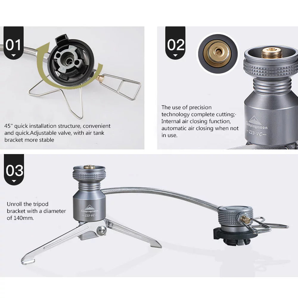 Portable Camping Stove Connector, Tripod Butanes Canister Adapter Cooking Equipment for Camping