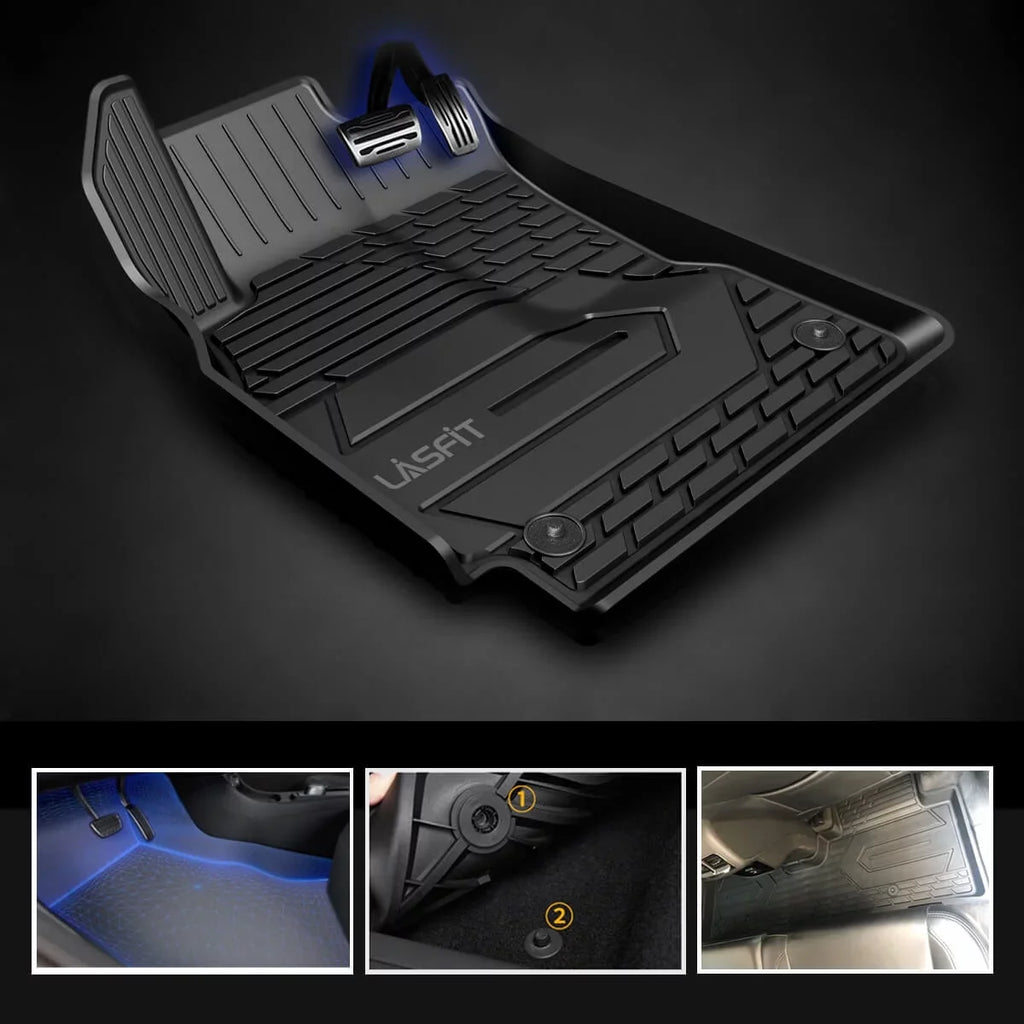 Lasfit Car Floor Liners for 2016-2021 Jeep Grand Cherokee ( Jeep Cherokee )  & Jeep Grand Cherokee  2022, All Weather  Vehicle Floor Mats Set, 1st and 2nd Row, Fit Bench Seating only, Black