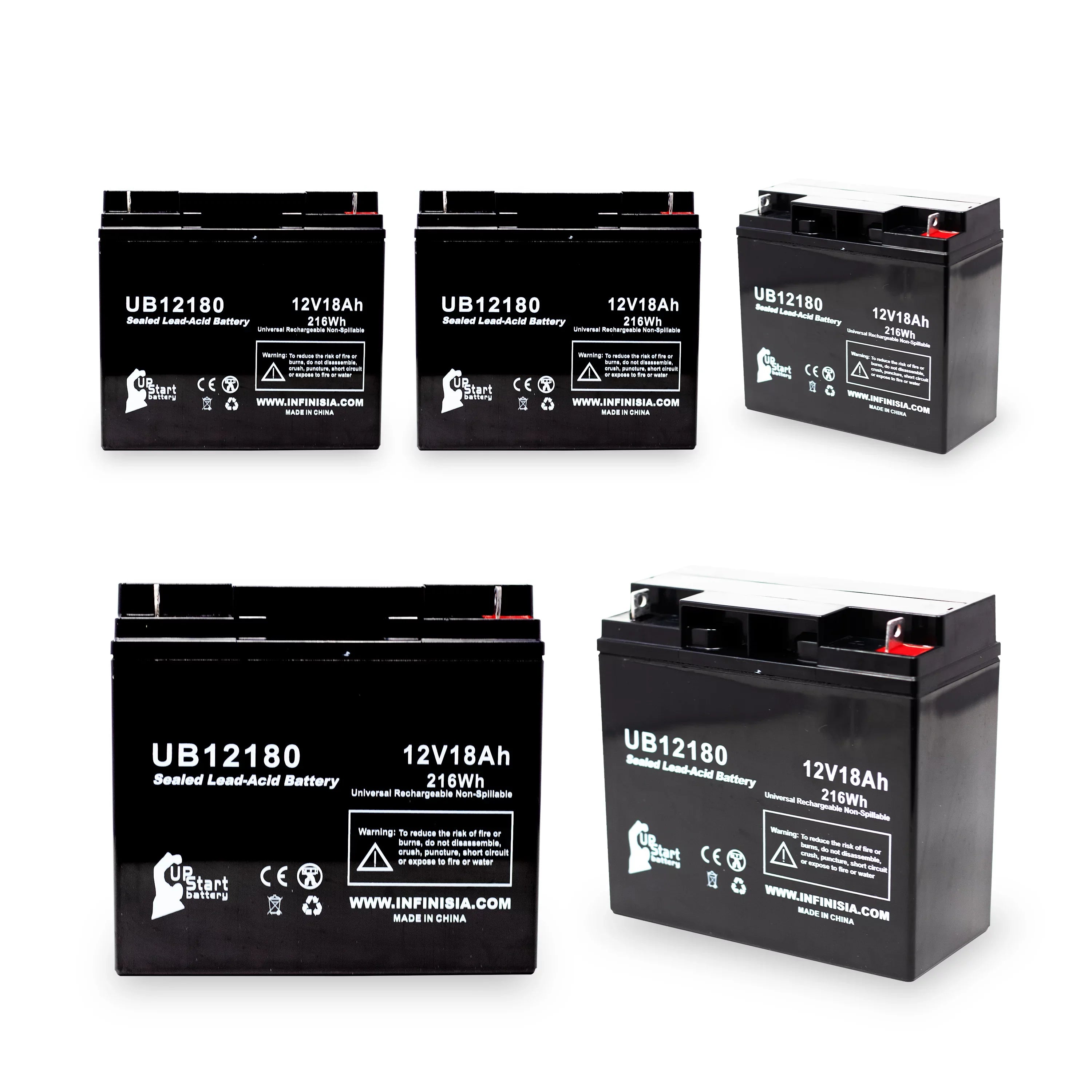 5x Pack - Compatible General Power  Battery - Replacement  Universal Sealed Lead Acid Battery (12V, 18Ah, 18000mAh,  Terminal, , )